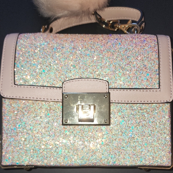 Aldo Glittering Pink Mini Bag with Plush Charm - Picture 13 of 14